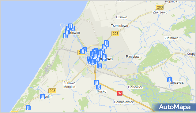 mapa Darłowo, Darłowo na mapie Targeo