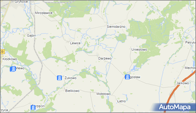 mapa Darżewo gmina Brojce, Darżewo gmina Brojce na mapie Targeo