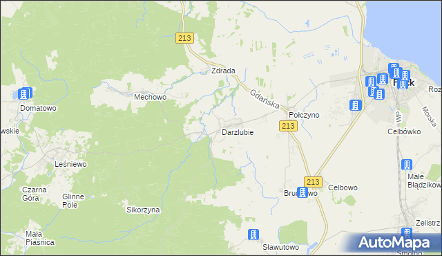 mapa Darzlubie, Darzlubie na mapie Targeo