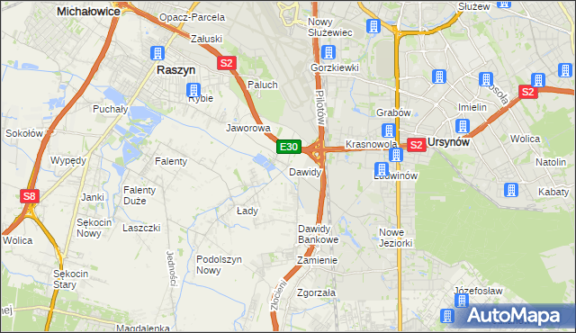 mapa Dawidy gmina Raszyn, Dawidy gmina Raszyn na mapie Targeo