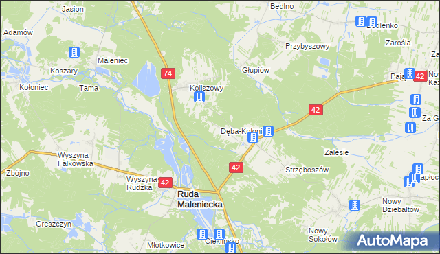 mapa Dęba-Kolonia, Dęba-Kolonia na mapie Targeo