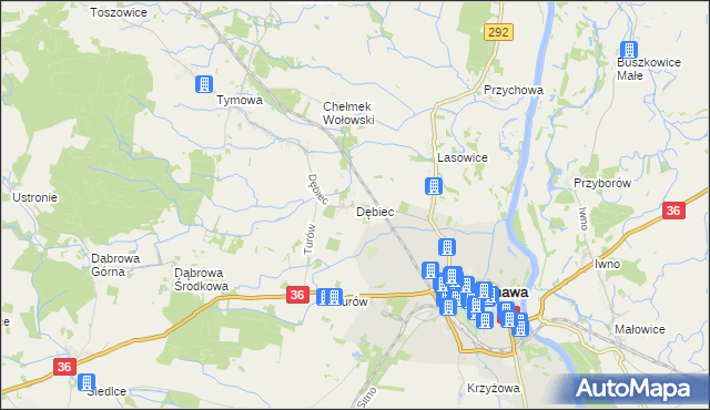 mapa Dębiec gmina Ścinawa, Dębiec gmina Ścinawa na mapie Targeo