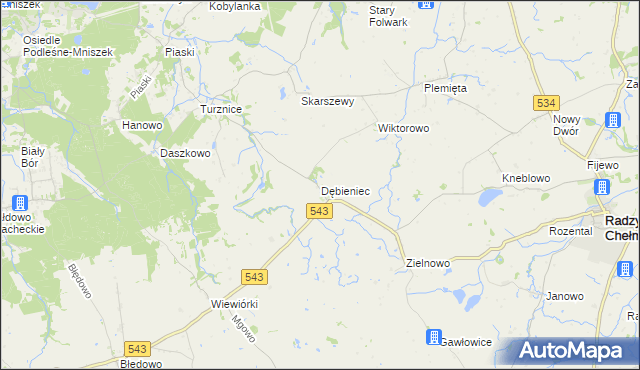 mapa Dębieniec, Dębieniec na mapie Targeo