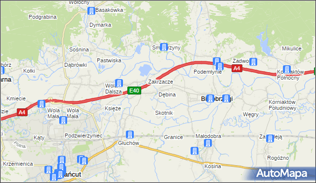 mapa Dębina gmina Białobrzegi, Dębina gmina Białobrzegi na mapie Targeo