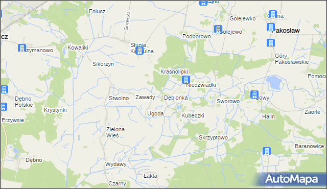 mapa Dębionka gmina Pakosław, Dębionka gmina Pakosław na mapie Targeo