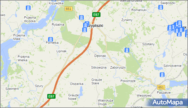 mapa Dębniak gmina Szypliszki, Dębniak gmina Szypliszki na mapie Targeo