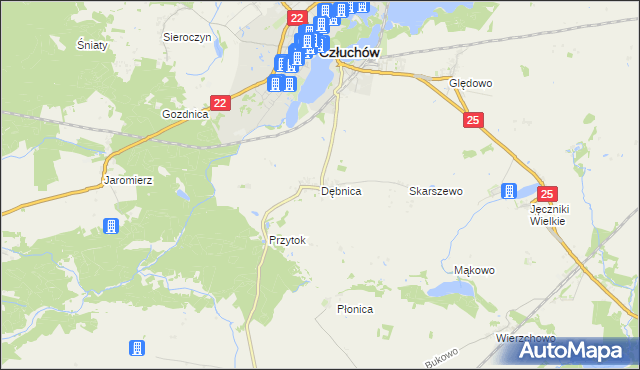 mapa Dębnica gmina Człuchów, Dębnica gmina Człuchów na mapie Targeo