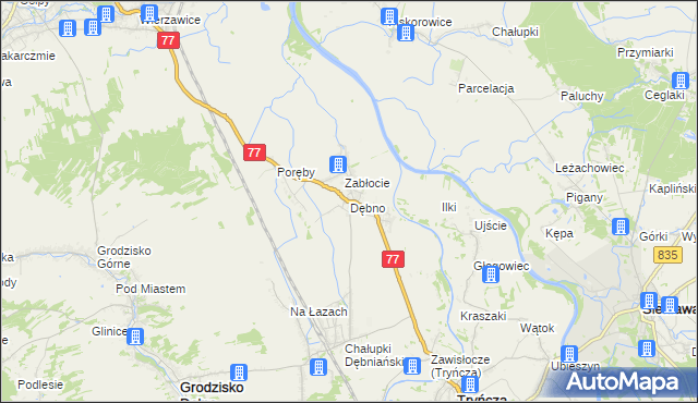 mapa Dębno gmina Leżajsk, Dębno gmina Leżajsk na mapie Targeo