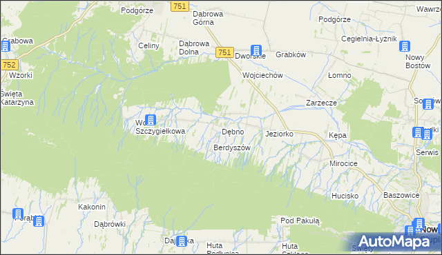 mapa Dębno gmina Nowa Słupia, Dębno gmina Nowa Słupia na mapie Targeo