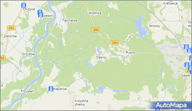 mapa Dębno gmina Wołów, Dębno gmina Wołów na mapie Targeo