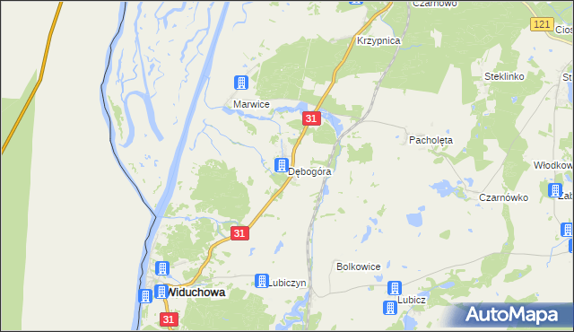 mapa Dębogóra gmina Widuchowa, Dębogóra gmina Widuchowa na mapie Targeo