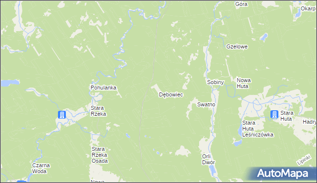 mapa Dębowiec gmina Osie, Dębowiec gmina Osie na mapie Targeo