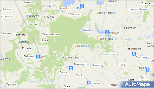 mapa Dębowiec gmina Wierzbinek, Dębowiec gmina Wierzbinek na mapie Targeo