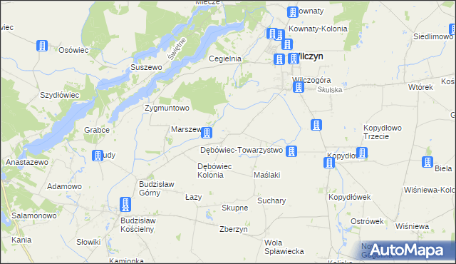 mapa Dębówiec gmina Wilczyn, Dębówiec gmina Wilczyn na mapie Targeo