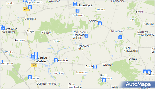 mapa Dębowiec Mały, Dębowiec Mały na mapie Targeo