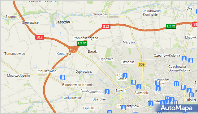 mapa Dębówka gmina Jastków, Dębówka gmina Jastków na mapie Targeo