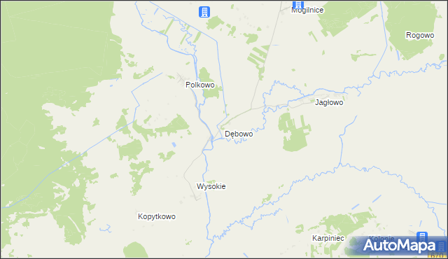 mapa Dębowo gmina Sztabin, Dębowo gmina Sztabin na mapie Targeo