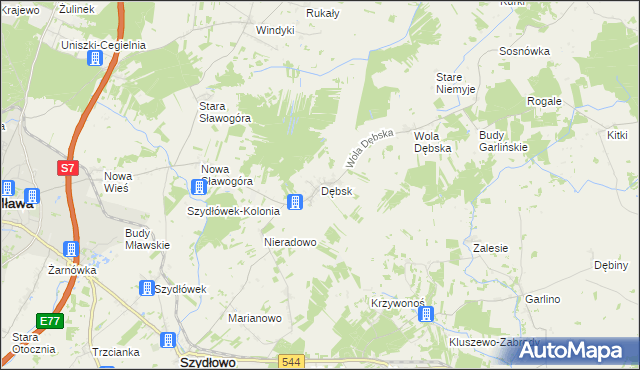 mapa Dębsk gmina Szydłowo, Dębsk gmina Szydłowo na mapie Targeo