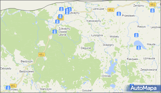 mapa Degucie gmina Dubeninki, Degucie gmina Dubeninki na mapie Targeo
