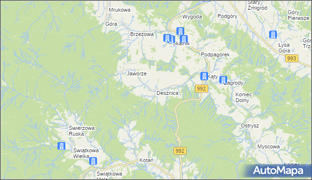 mapa Desznica, Desznica na mapie Targeo