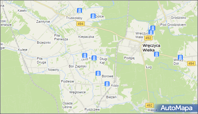 mapa Długi Kąt gmina Wręczyca Wielka, Długi Kąt gmina Wręczyca Wielka na mapie Targeo