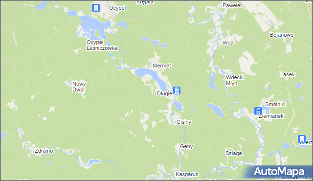 mapa Długie gmina Osieczna, Długie gmina Osieczna na mapie Targeo
