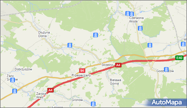 mapa Dłużyna Górna, Dłużyna Górna na mapie Targeo