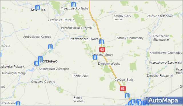 mapa Dmochy-Mrozy, Dmochy-Mrozy na mapie Targeo