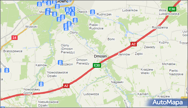 mapa Dmosin, Dmosin na mapie Targeo