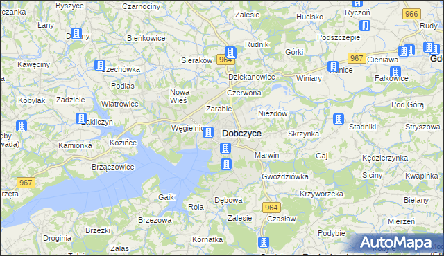 mapa Dobczyce, Dobczyce na mapie Targeo