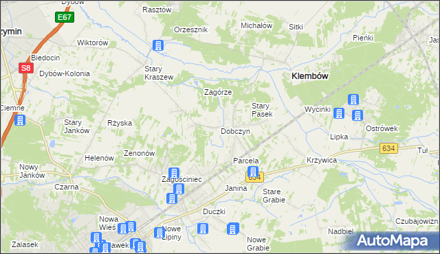 mapa Dobczyn gmina Klembów, Dobczyn gmina Klembów na mapie Targeo