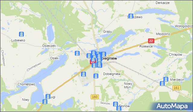 mapa Dobiegniew powiat strzelecko-drezdenecki, Dobiegniew powiat strzelecko-drezdenecki na mapie Targeo