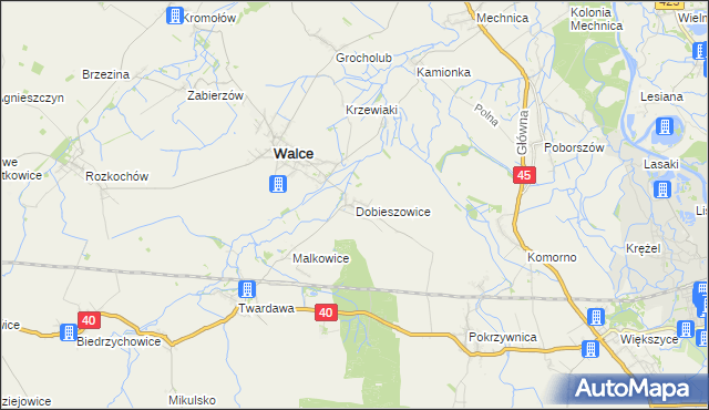 mapa Dobieszowice gmina Walce, Dobieszowice gmina Walce na mapie Targeo
