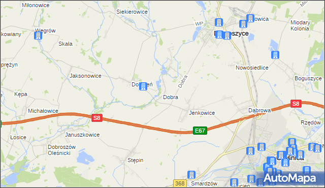 mapa Dobra gmina Dobroszyce, Dobra gmina Dobroszyce na mapie Targeo