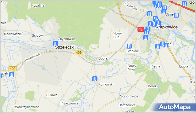 mapa Dobra gmina Strzeleczki, Dobra gmina Strzeleczki na mapie Targeo