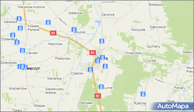 mapa Dobra powiat turecki, Dobra powiat turecki na mapie Targeo