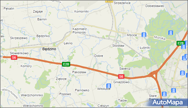 mapa Dobre gmina Będzino, Dobre gmina Będzino na mapie Targeo