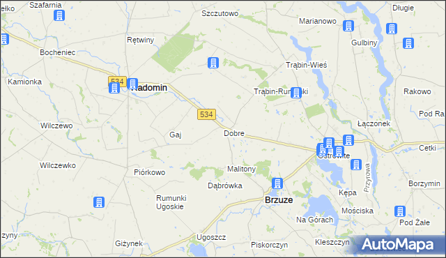 mapa Dobre gmina Brzuze, Dobre gmina Brzuze na mapie Targeo