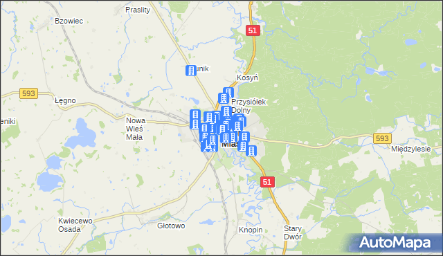 mapa Dobre Miasto, Dobre Miasto na mapie Targeo