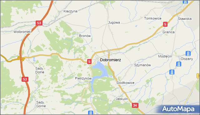 mapa Dobromierz powiat świdnicki, Dobromierz powiat świdnicki na mapie Targeo