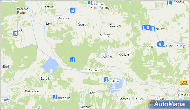 mapa Dobrzanów, Dobrzanów na mapie Targeo