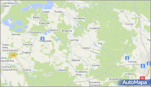 mapa Dobrzec gmina Sośnie, Dobrzec gmina Sośnie na mapie Targeo