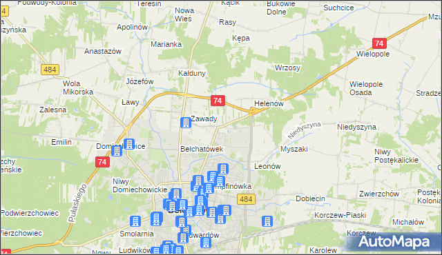 mapa Dobrzelów, Dobrzelów na mapie Targeo