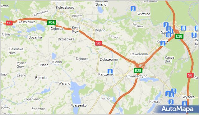 mapa Dobrzewino, Dobrzewino na mapie Targeo