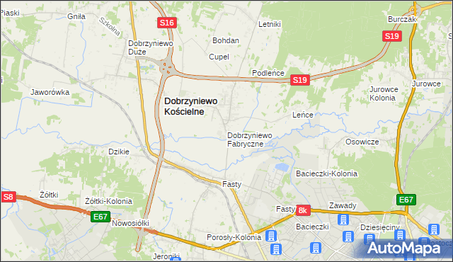 mapa Dobrzyniewo Fabryczne, Dobrzyniewo Fabryczne na mapie Targeo