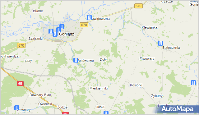 mapa Doły gmina Goniądz, Doły gmina Goniądz na mapie Targeo