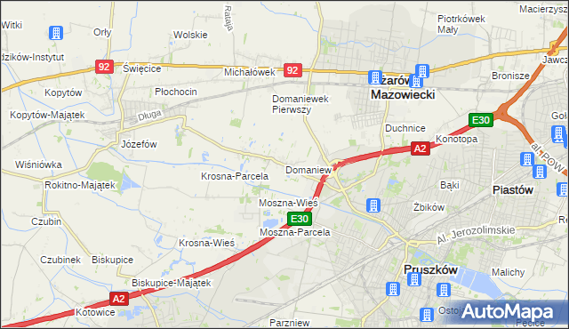 mapa Domaniew gmina Brwinów, Domaniew gmina Brwinów na mapie Targeo