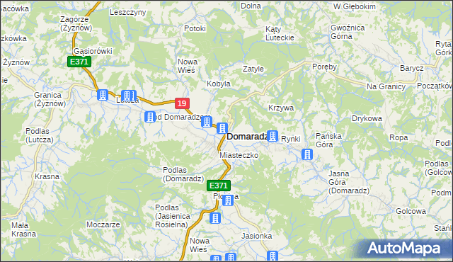 mapa Domaradz powiat brzozowski, Domaradz powiat brzozowski na mapie Targeo