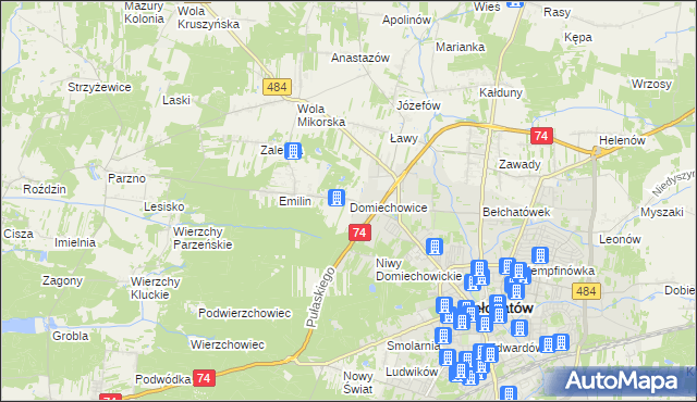 mapa Domiechowice, Domiechowice na mapie Targeo