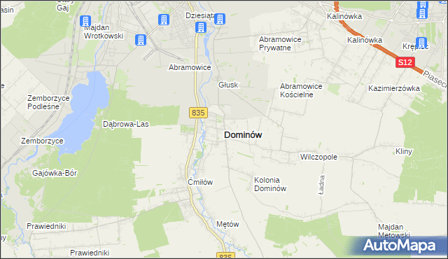mapa Dominów gmina Głusk, Dominów gmina Głusk na mapie Targeo